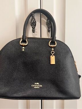 Coach Black Leather Satchel Dome Bag Gold Hardware
